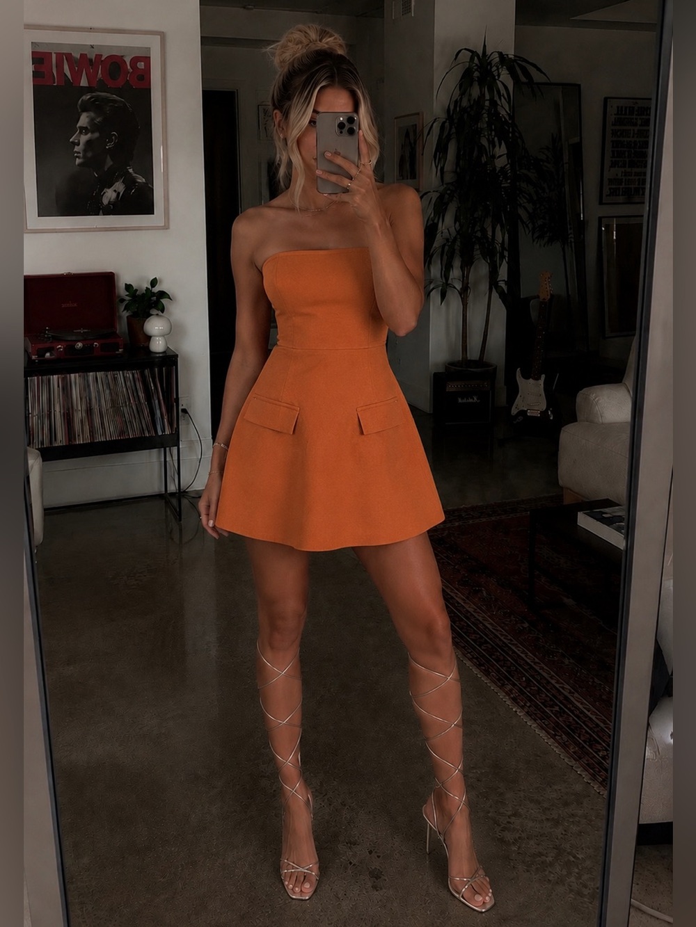 PrettyLittleThing Rust Tailored Bandeau Pocket Detail Mini Dress US 2 New NWT